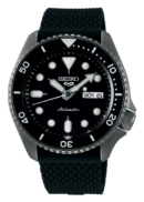Seiko 5 Sports SKX Series Automatic Black Dial Black Silicone Strap Watch for Men - SRPD65K2